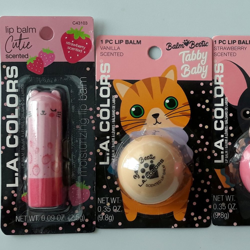 L.A. Colors Lip Balm Set of Four (4): Vanilla, Strawberry, and Grape Scented